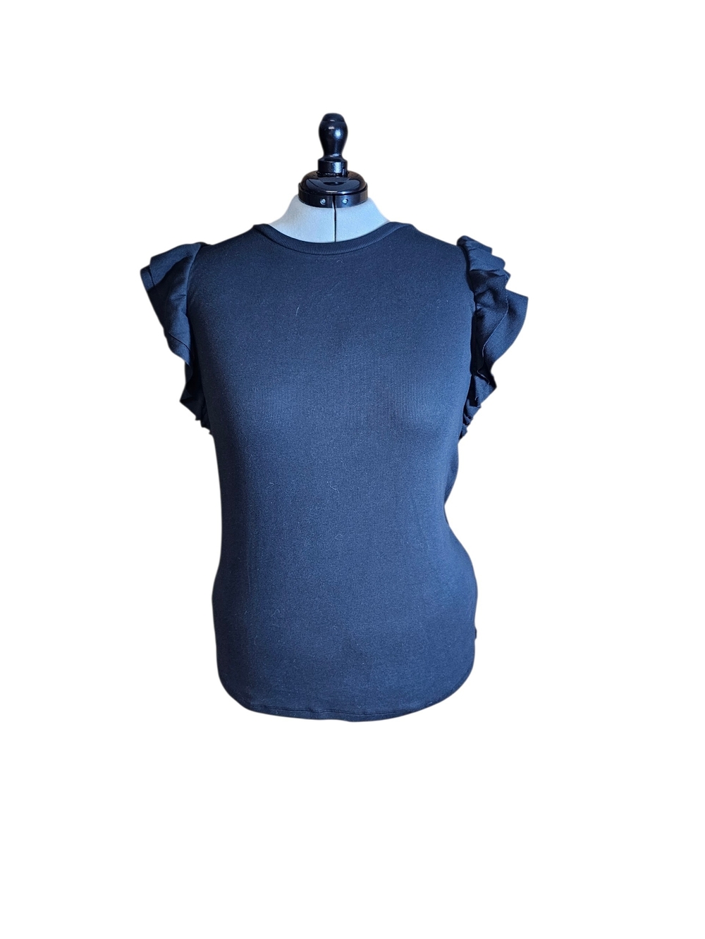 torrid Black Ruffle Sleeve Knit Tee